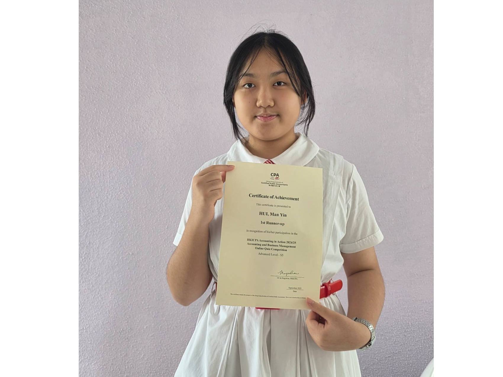 1st Runner-up in Accounting and Business Management Online Quiz Competition 2025